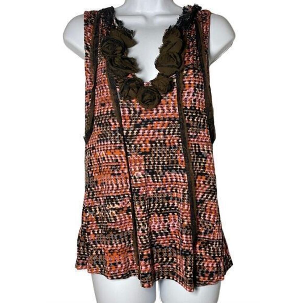 ONE SEPTEMBER textured tank puff rosettes Beachy whimsy fairy sz S